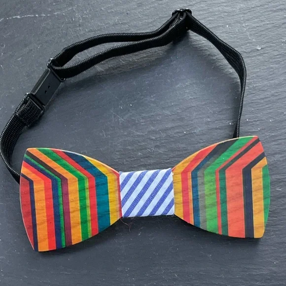 Handmade colorful wood party bowtie unique rarerainbow pride NEW